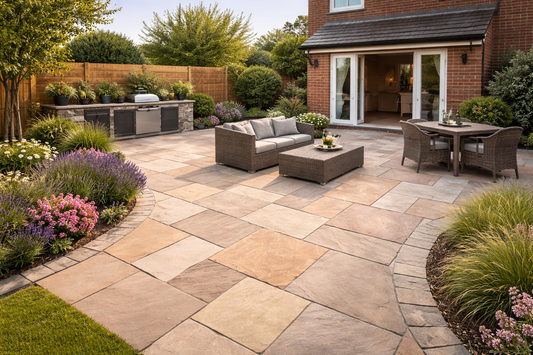 Green / Beige Sandstone Paving 20mm (Elite Raj Green)