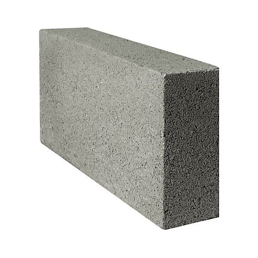 A gray 140mm Solid Dense 7.3N Block by Brisks is shown against a white background. This cost-effective, rectangular block with a rough texture showcases the reliable strength vital for construction projects.