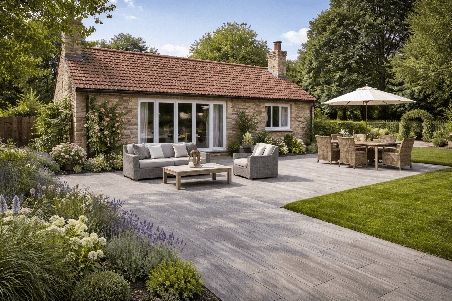 Grey Porcelain Paving Planks 300x1200x20mm (Arbora Grey)