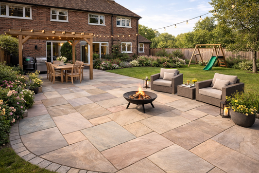 Green / Beige Sandstone Paving 20mm (Elite Raj Green)