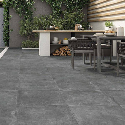 CLEARANCE Dark Grey Porcelain Paving 600x600x20mm (Priorat Graphite)