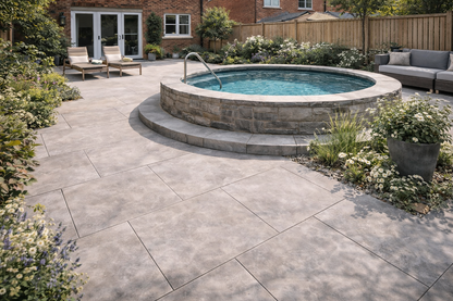 Light Grey Porcelain Paving 20mm (Rosa Ancient Grey)