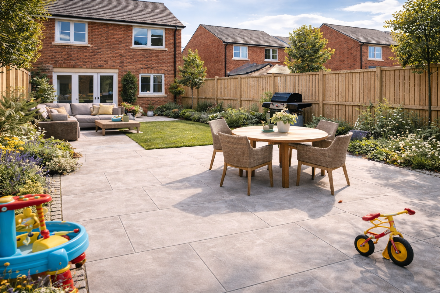 Light Grey Porcelain Paving 20mm (Rosa Ancient Grey)