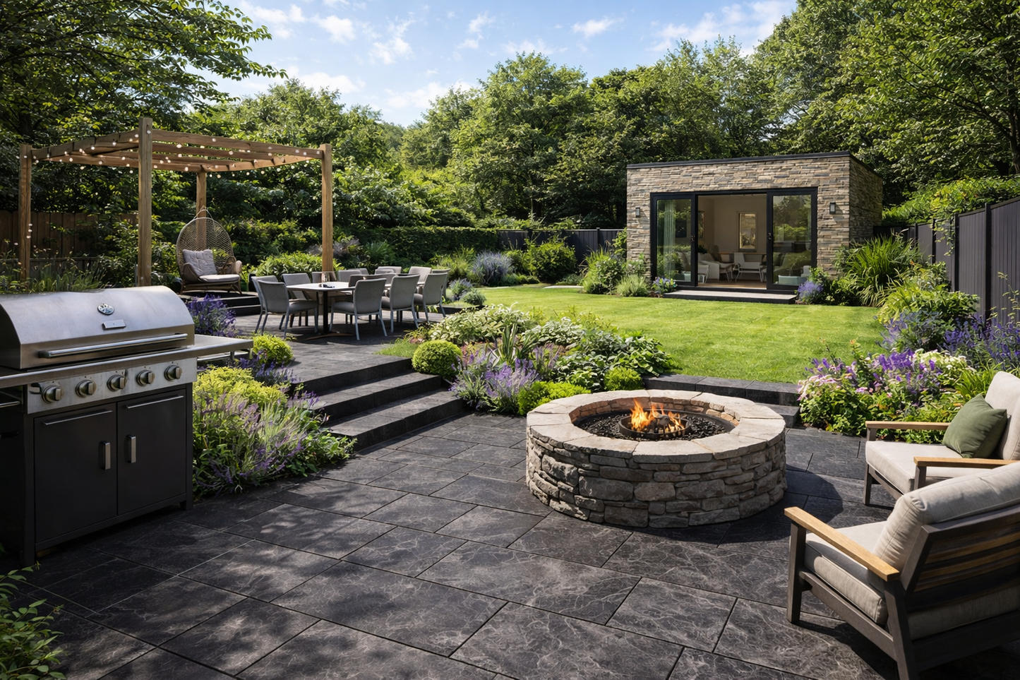 Black Porcelain Paving 600x900x20mm / 600x1200x20mm (Rosa Fantasy)
