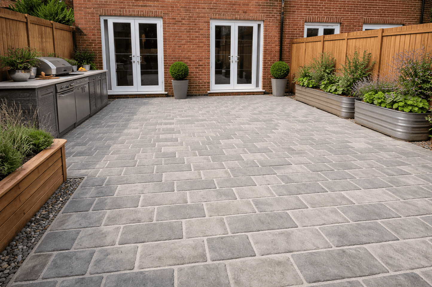 Grey / Beige 200x100x50mm Block Paving (Setts Kandla Grey / Raj Green)