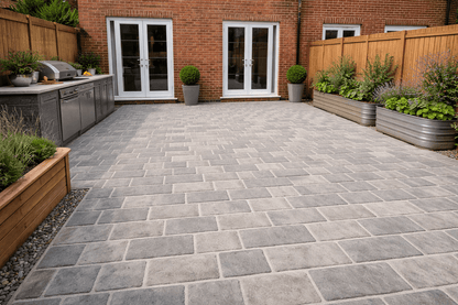 Grey / Beige 200x100x50mm Block Paving (Setts Kandla Grey / Raj Green)