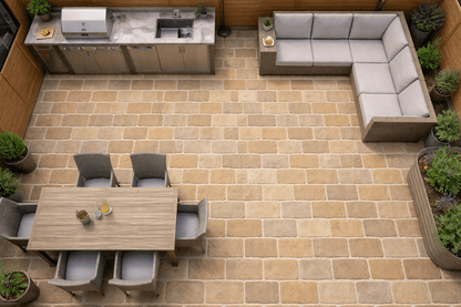 Grey / Beige 200x100x50mm Block Paving (Setts Kandla Grey / Raj Green)