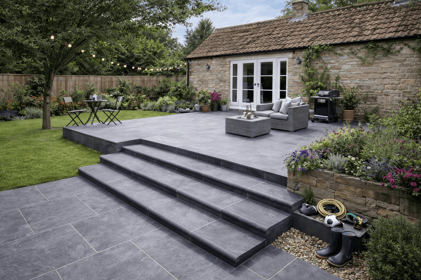 Dark Grey Bullnose Steps 350x1000x20mm (Silver)