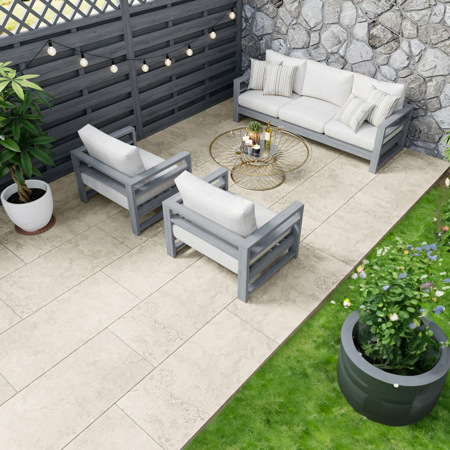 Brit Stone Sand Porcelain Paving Slabs 604 x 906mm