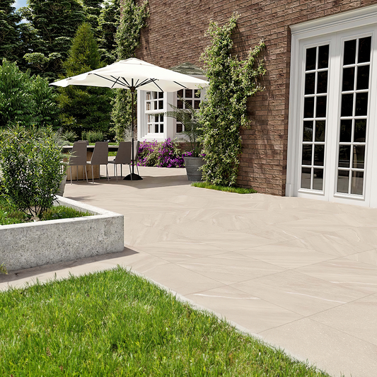 Brit Stone Sand Porcelain Paving Slabs 604 x 906mm