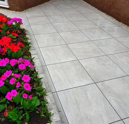 CLEARANCE Light Grey Porcelain Paving 600x600x20mm (Ultra Aspen Grigio)