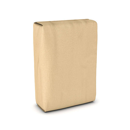 A plain, sealed, rectangular brown paper bag standing upright against a white background. The ready-to-use bag has a smooth texture with minimal creasing and no visible labels or markings, ideal for holding Brisks Mortar Mix Concrete.