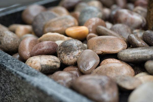 a close up of rocks in a container